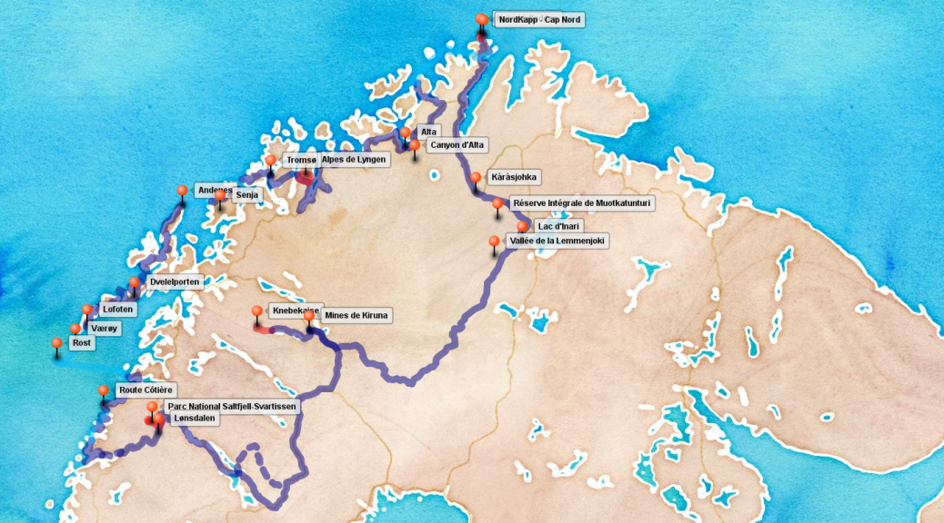 Itinéraire du projet Laponie en Roue libre
